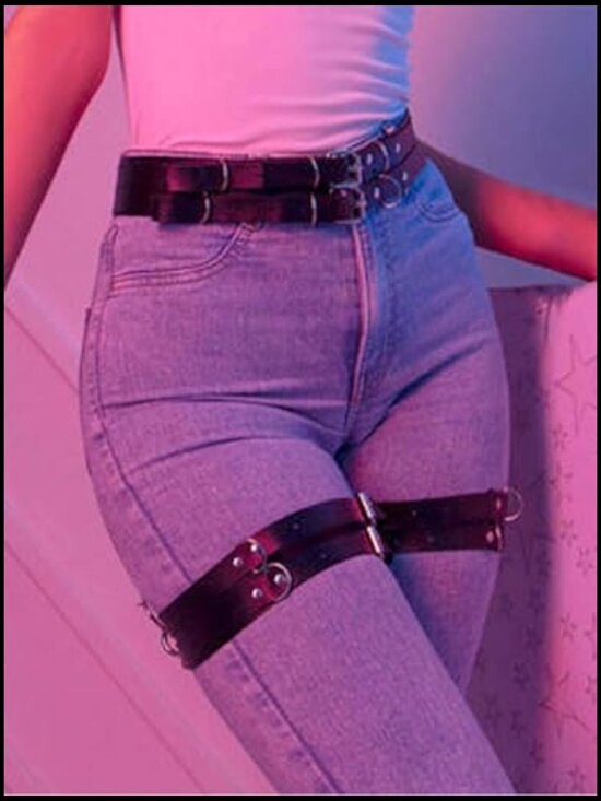 Adjustable Faux Leather Leg Harness Punk Gothic Festival Thigh Strap main image 7